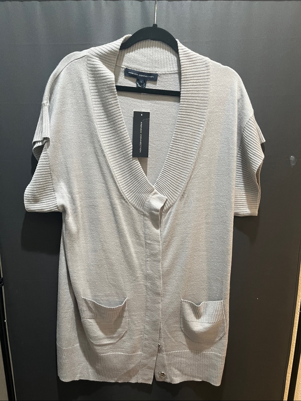 French Connection Light Gray Short-Sleeve sweater dress